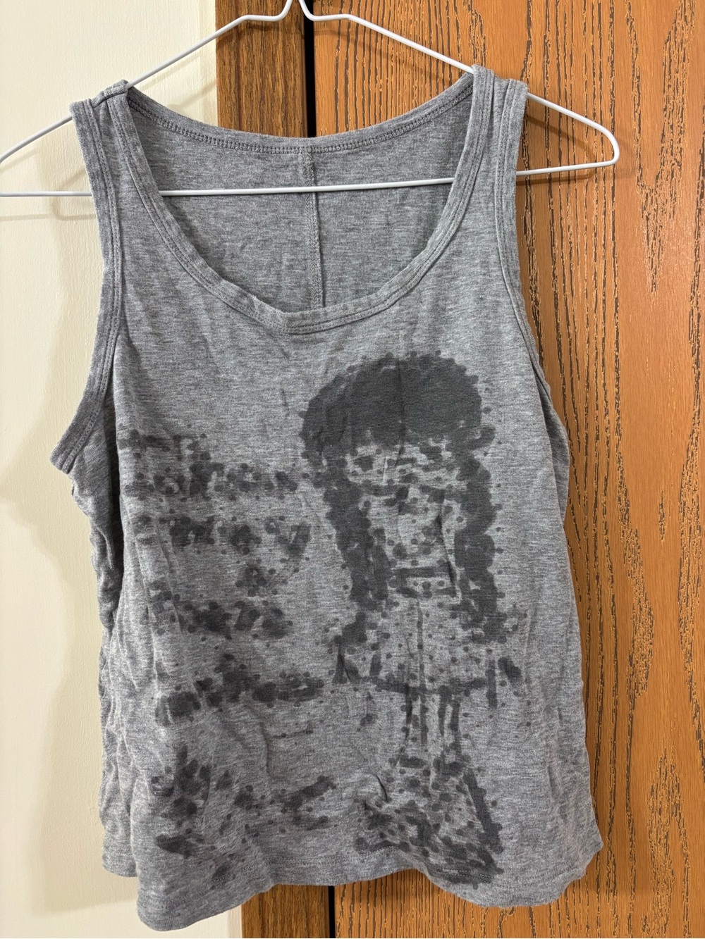 Gray Graphic Tank Top - Girl Illustration